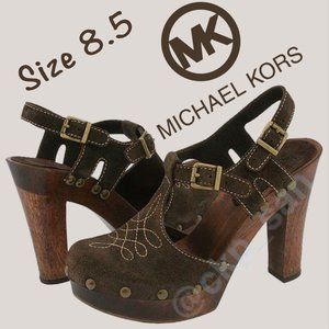 Michael Kors Western Suede Platform Clog Sz 8.5